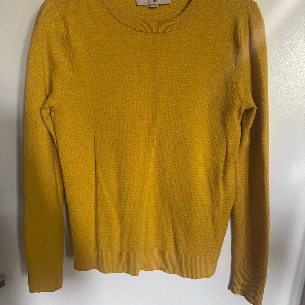 LOFT Honeycomb Knit Sweater in Mustard
